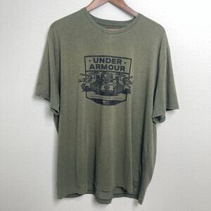 Under Armour Graphic T-Shirt 2XL XL Green Military Tanks USA Loose Fit Tee